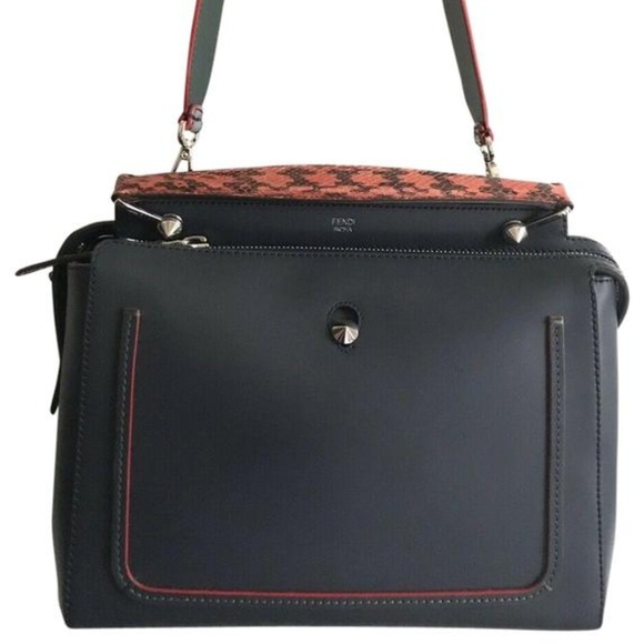 Fendi Handbags - FENDI Dotcom Navy Leather Shoulder Bag